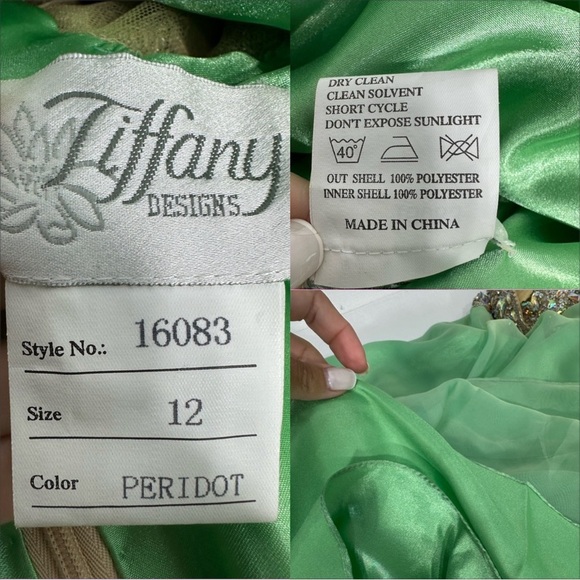 Tiffany Designs Green Embellished Prom formal Gown size 12 - Picture 15 of 16